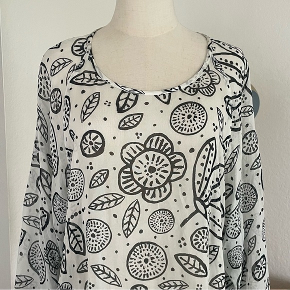 Gudrun Sjoden Lagenlook Floral Leaves Sheer Dress - Picture 5 of 10